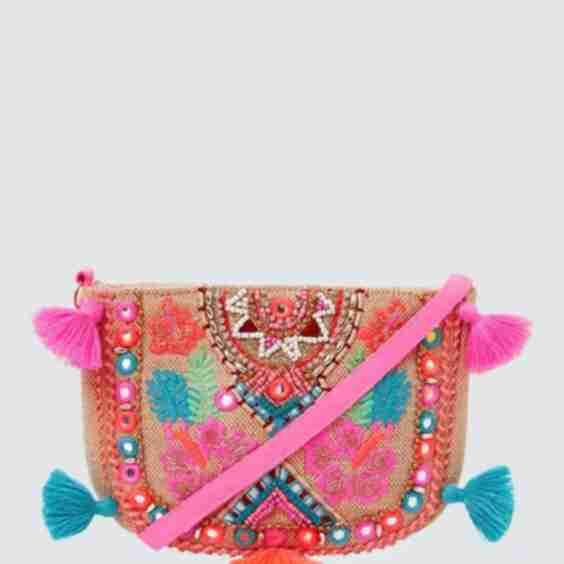 Embroidered Cross Body Bag