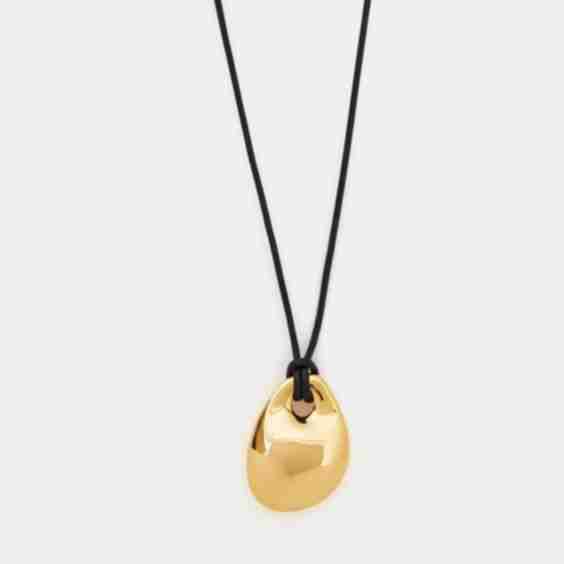14ct Gold-Plated Pendant Leather Cord Necklace