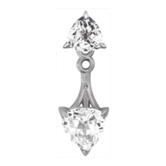 Double Trillion Lab-Grown White Sapphire Ear Jacket Earring