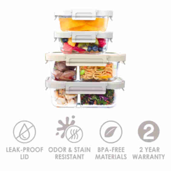 8 Piece Glass Meal Prep Set