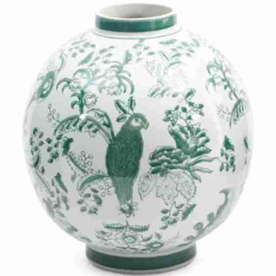 12.25in Bird Chinoiserie Ceramic Vase