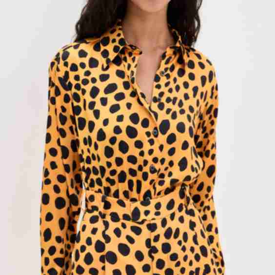 Cheetah Spot Stretch Silk Button Up Shirt