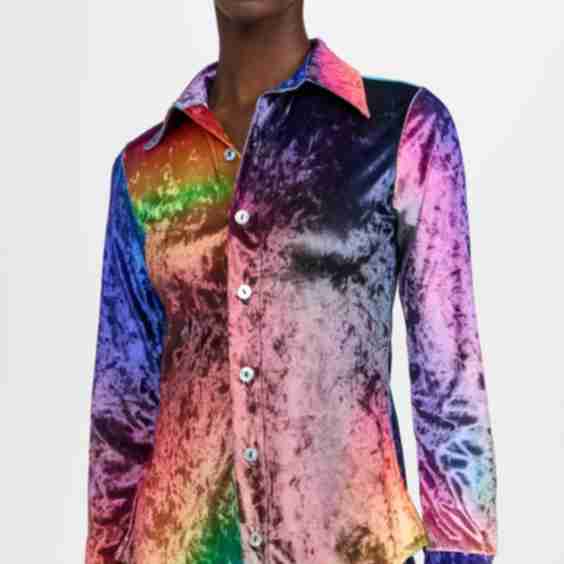 Crushed Velvet Prism Button Up