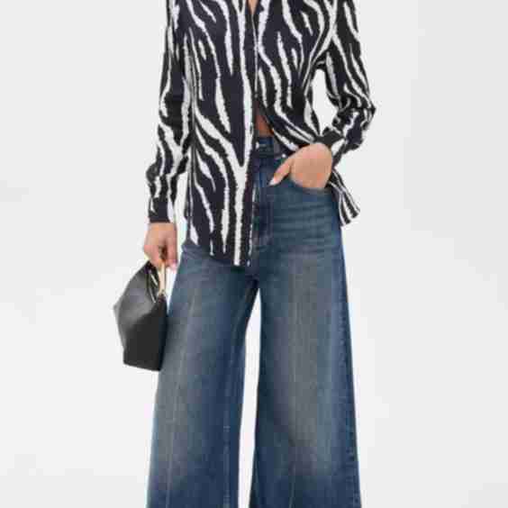 Zebra Button Up Blouse