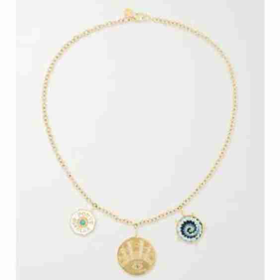 Coin 14-Karat Gold Multi-Stone Necklace