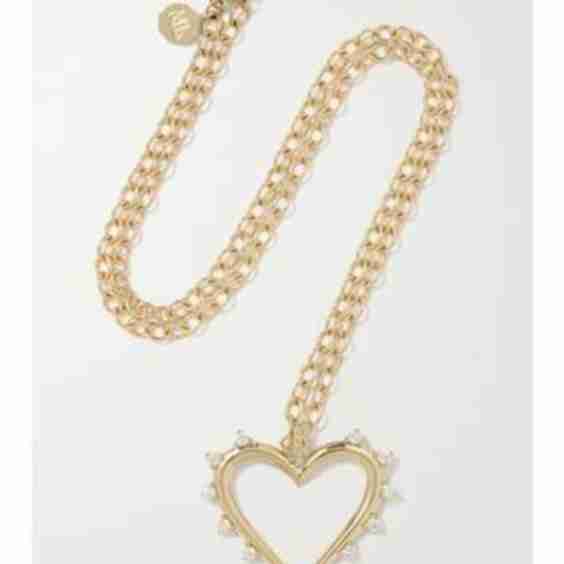 Open Heart 14-Karat Gold Diamond Necklace