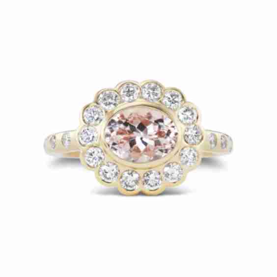 Lexie 14K Yellow Gold, Diamond, and Morganite Ring