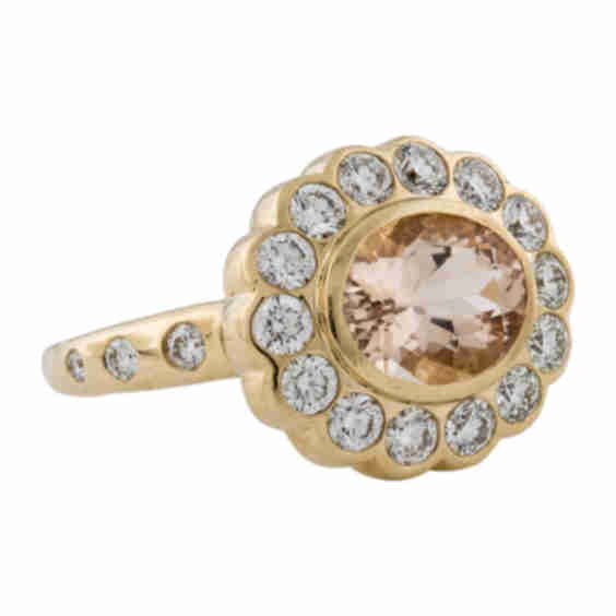 14K Morganite & Diamond Alexandra Cocktail Ring