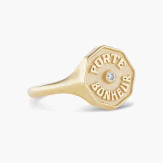 Porte Bonheur Signet Citrine Ring 
