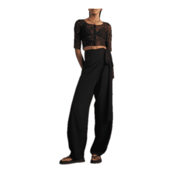 Black Arce Linen-Blend Straight-Leg Pants