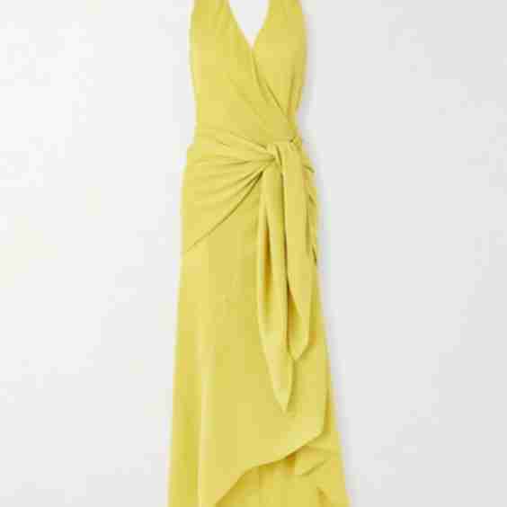 Banane Asymmetric Silk-Crepe Halterneck Wrap Dress