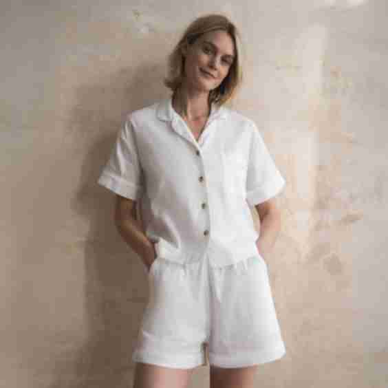 Linen Blend Pyjama Short Set