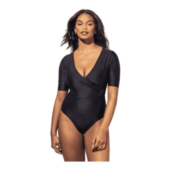 Mia Elbow Sleeve Wrap One Piece Swimsuit