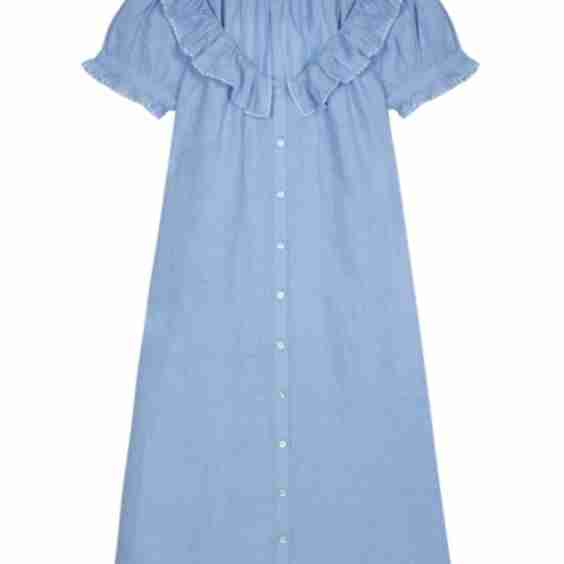 Jenny Linen Nightdress in Powder Blue