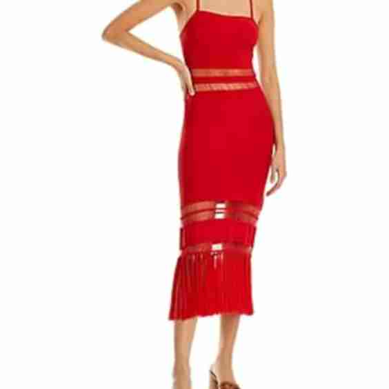 Kiki Knit Fringe Hem Midi Dress