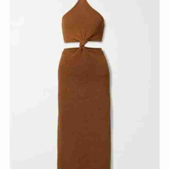 Cameron Cutout Ribbed Knit Halterneck Midi Dress