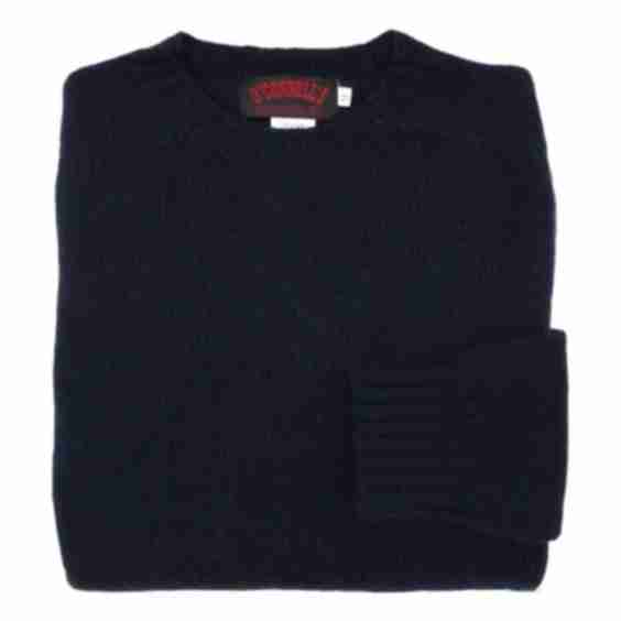Scottish Shetland Crewneck Sweater - Navy