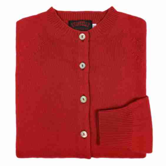 Cashmere Merino Cardigan Sweater - Ruby
