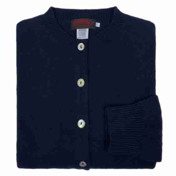 Cashmere Merino Cardigan Sweater - Navy