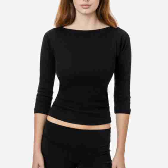 Baby Rib 3/4 Sleeve Boatneck Top