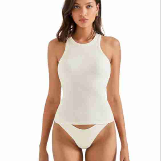 Padded Cotton Ribbed Tank Tops