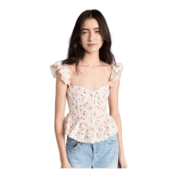 Baylin Eyelet Peplum Corset Top