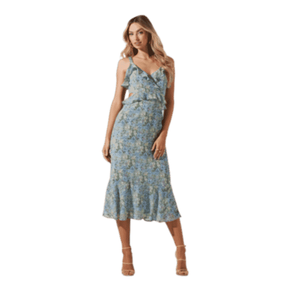Wildflower Ruffle Cutout Midi Dress