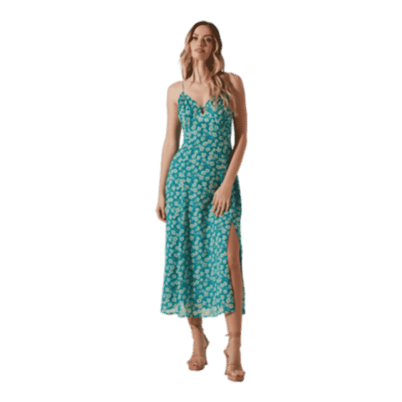 Floral Ruched Bust Midi Dress