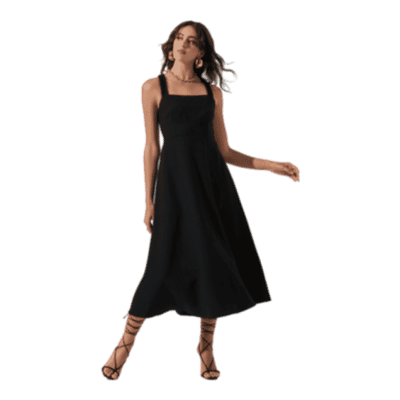 Valenz Square Neck Open Back Midi Dress