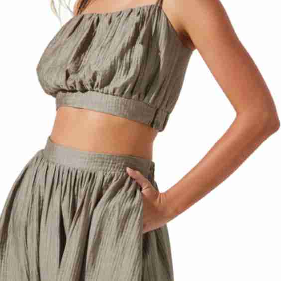Terra Bella Square Neck Tie Strap Crop Top