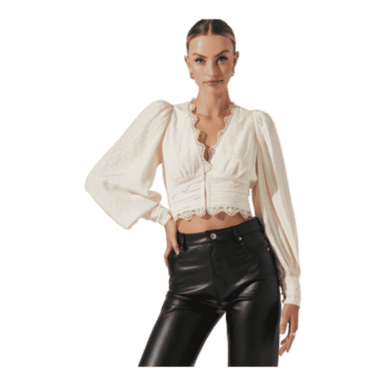 Zanna Floral Jacquard Lace Trim Long Sleeve Top 