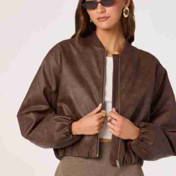 Faux Leather Bomber Jacket