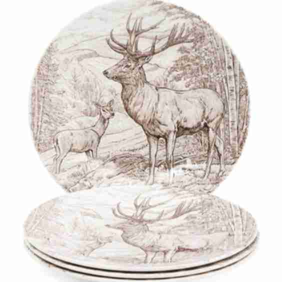 Harvest Homestead Stag Dinner Plates, Set of 4