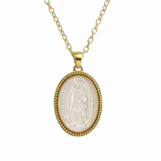 Melina Virgin Mary Oval Mop Necklace