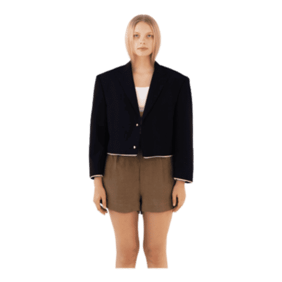 Navy Reworked Blazer With Piping Detail