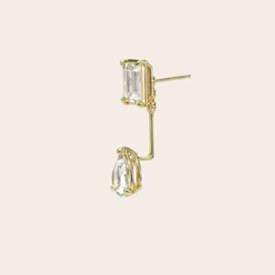 White Topaz Toi Et Moi Jacket Stud Earring