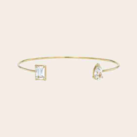 White Topaz Toi Et Moi Cuff Bracelet