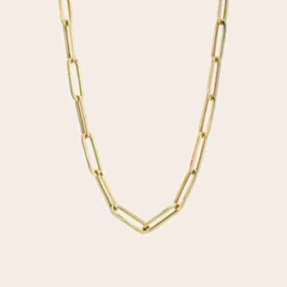 14k Yellow Gold Extra Large Paper Clip Chain Necklace