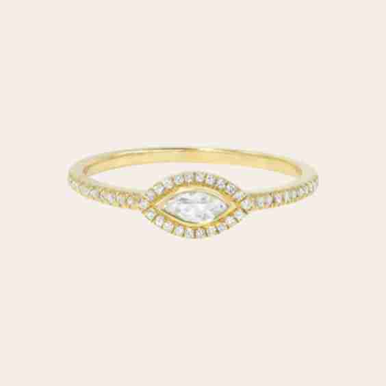 White Topaz Marquise Diamond Ring