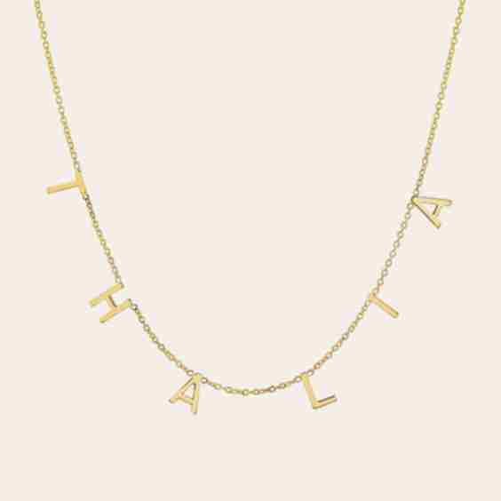 14k Gold Mini Spaced Initial Necklace