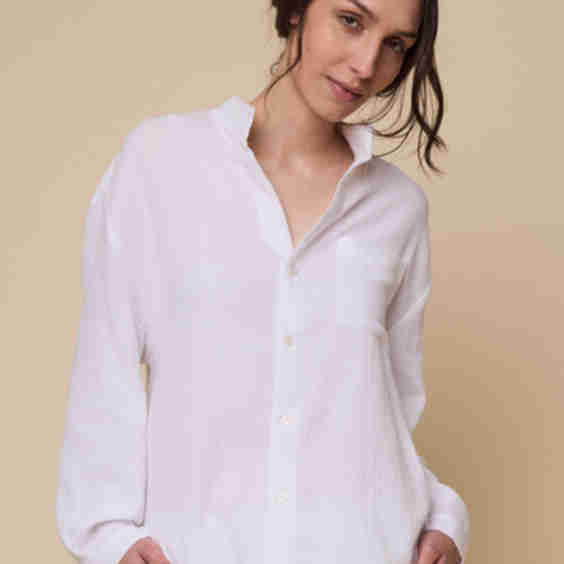 Long Sleeve Shirt White Double Gauze