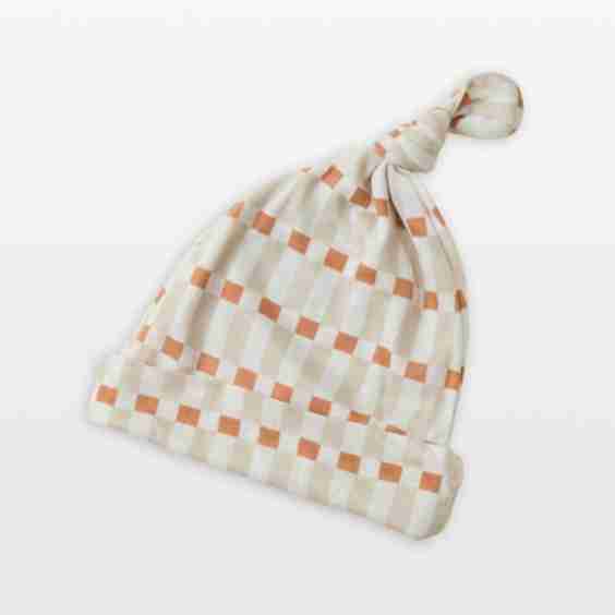 Solly Baby x Crate & Barrel Biscotti Brown Check Baby Knotted Hat