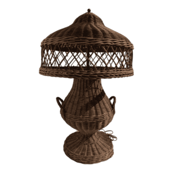 Antique Wicker Arts & Crafts Table Lamp – Early 20th Century