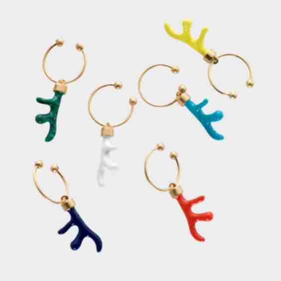 Coral Wine Charms, Set of 6