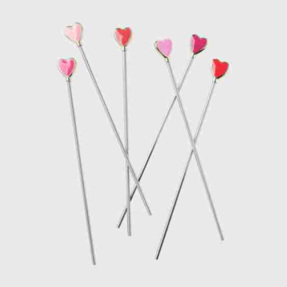 Heart Swizzle Sticks, Set of 6