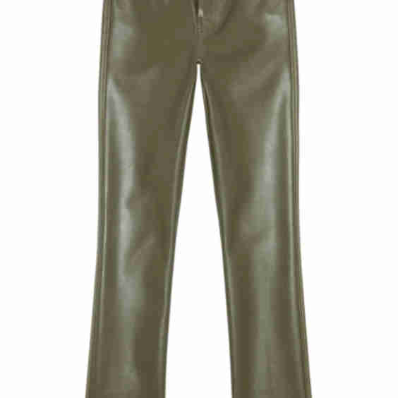 Faux-Leather Straight-Leg Trousers