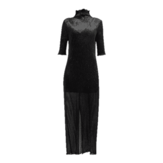 Mock-Neck Paillette Embellished Midi Dress
