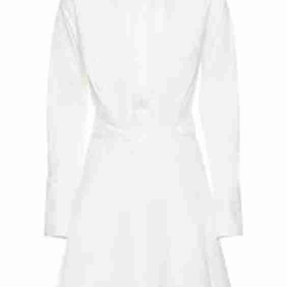 Pique-Paneled Wrap-Effect Cotton-Poplin Shirt