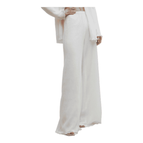 Wide-Leg Pleated Sequin Mesh Pants