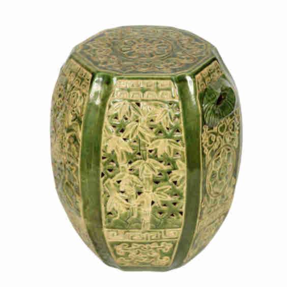Green Bamboo Ceramic Garden Seat